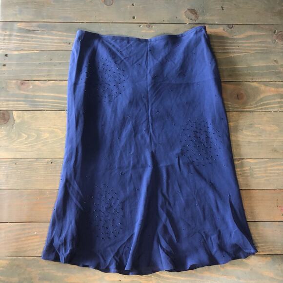 Casual Corner royal blue flared lined sheer skirt women's size 14 NEW - Picture 1 of 8